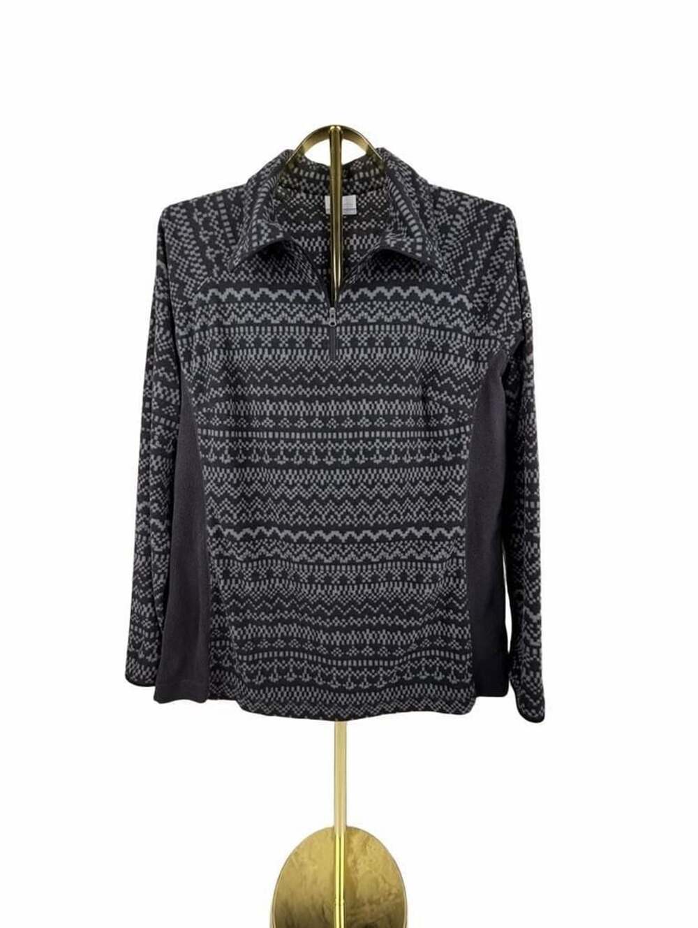 Columbia Sportswear Company Women's XL Gray Geometric Pattern 1/4 Zip Fleece Pul